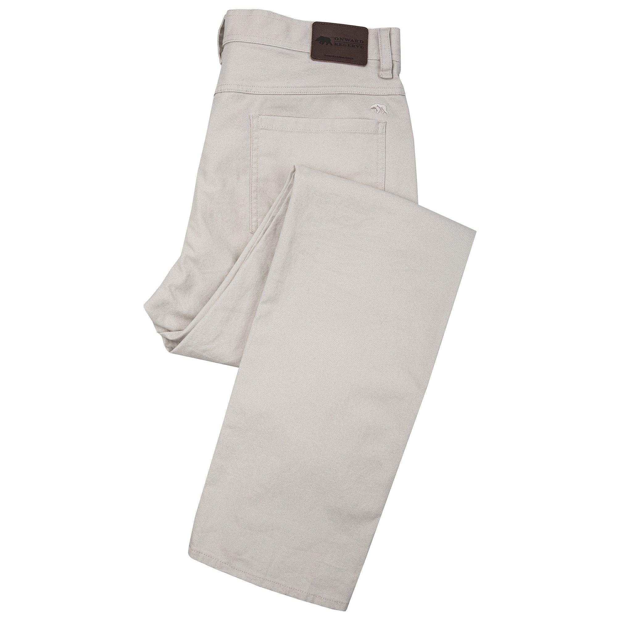 Flex Micro Canvas Five Pocket Stretch Pants for Men - Comfortable Stone Color Workwear & Outdoor Hiking Pants