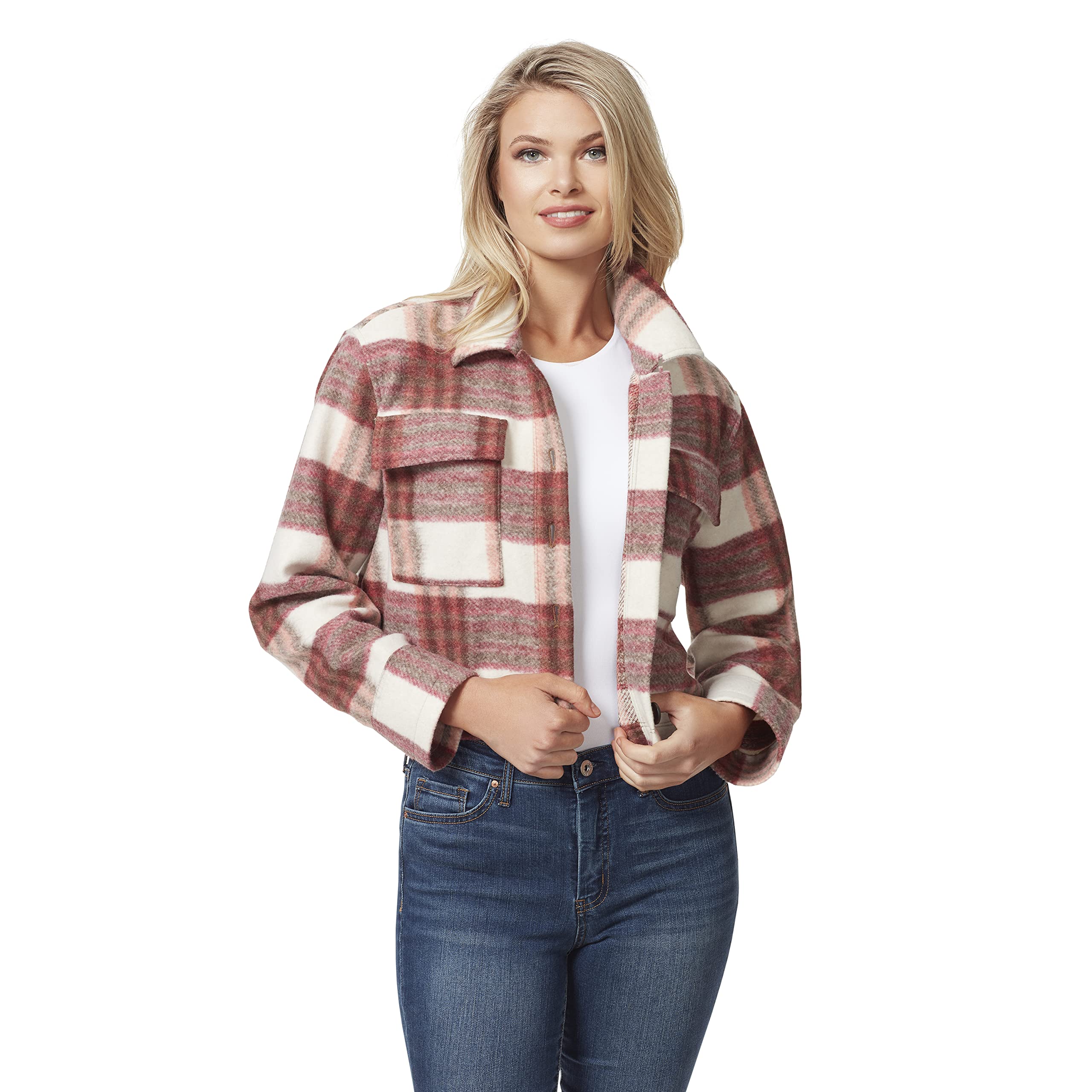 Jessica Simpson Women's Lenna Cropped Fleece Jacket - Soft & Warm Winter Outerwear for Women - Perfect for Casual Outings, Running Errands & Outdoor Activities