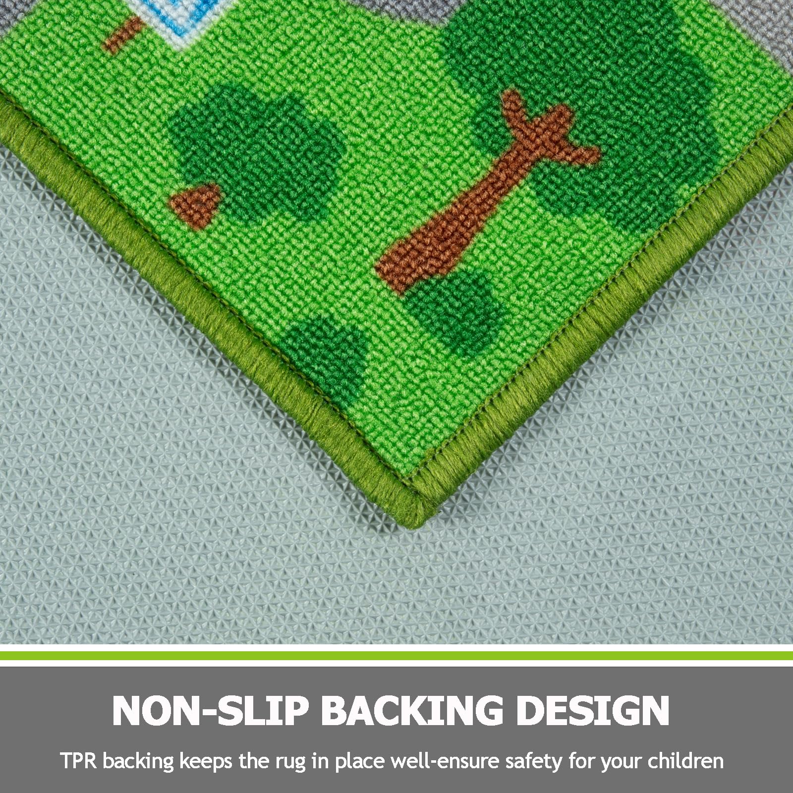 Non-Slip Washable Kids Play Mat - 5'x2.7' Green City Map Road Carpet for Toddler Playroom, Nursery & Bedroom Decor | Perfect for Toy Car Racing, Learning Traffic Rules & Safe Floor Play