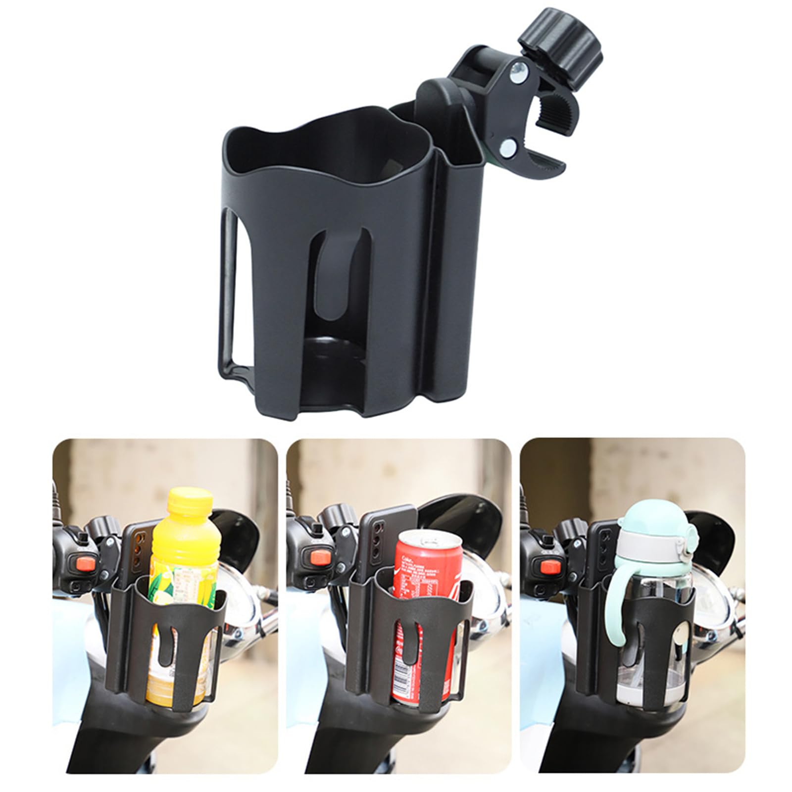 BAIMOQI 2 in 1 Universal Baby Stroller Cup Holder with Phone Holder - 360° Rotatable Milk Bottle Storage Rack, Stroller Accessory for Feeding & Shopping Convenience