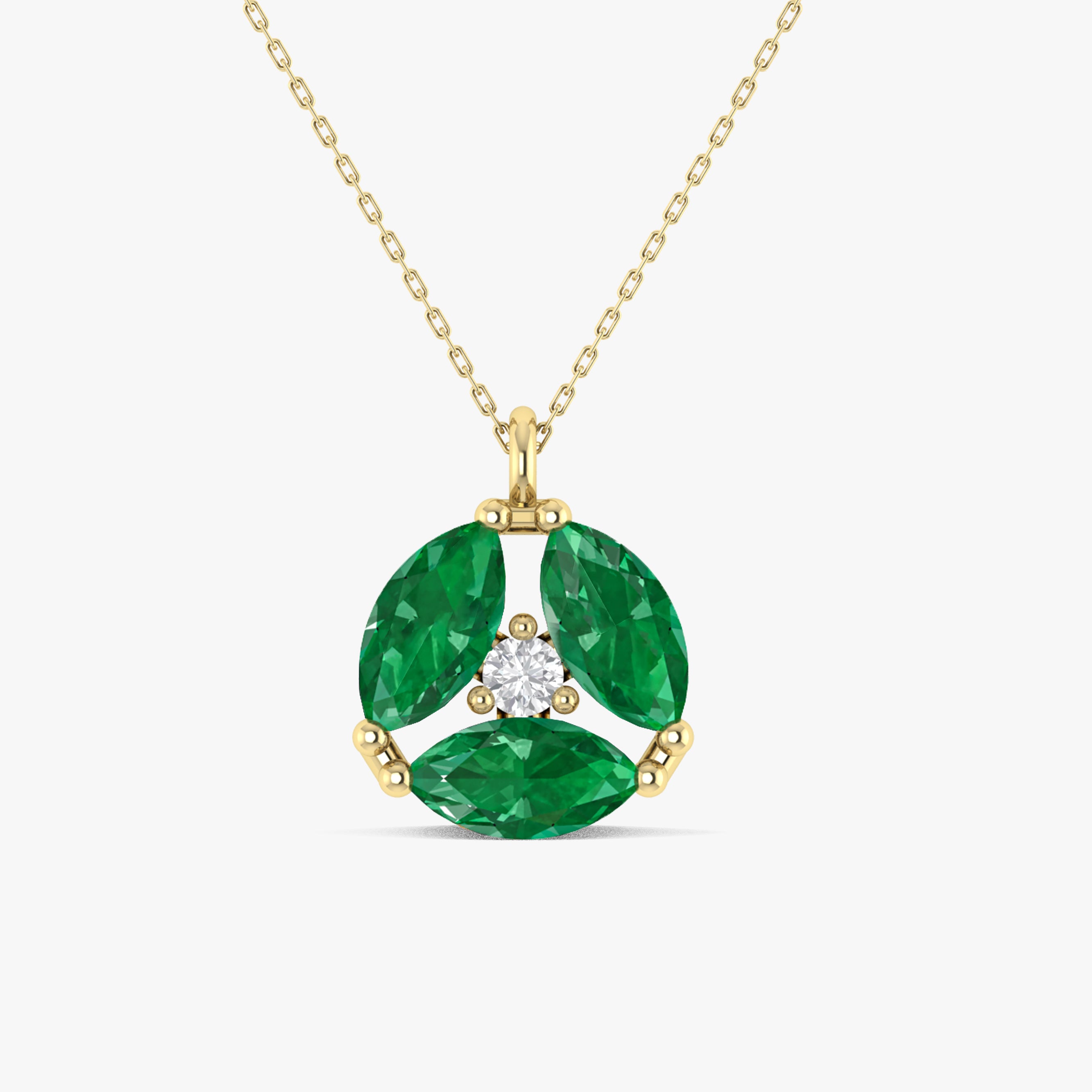 Exquisite Green Emerald Three Stone Round Pendant Necklace - Elegant Jewelry Gift for Women - Perfect for Weddings, Anniversaries & Special Occasions