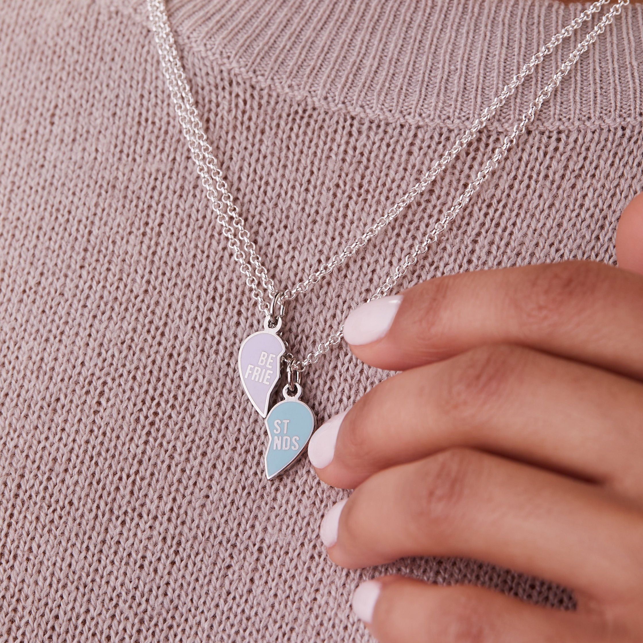 Best Friend Necklaces for Women - Matching Purple & Blue Heart Pendant Set of 2 - Cute Friendship Jewelry Gift for BFFs, Sisters, Couples - Perfect for Anniversaries, Birthdays & Valentine's Day