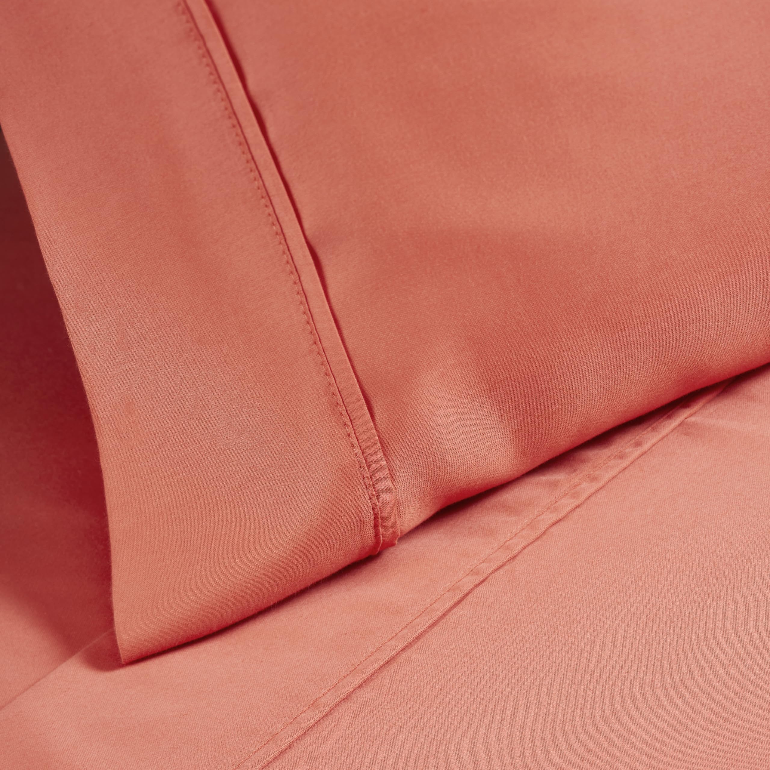 Premium 100% Cotton Blend 2-Piece Solid Pillowcase Set - Standard Size (20x26 Inches) - Soft Coral Bedding for Home, Hotel & Guest Room Decor