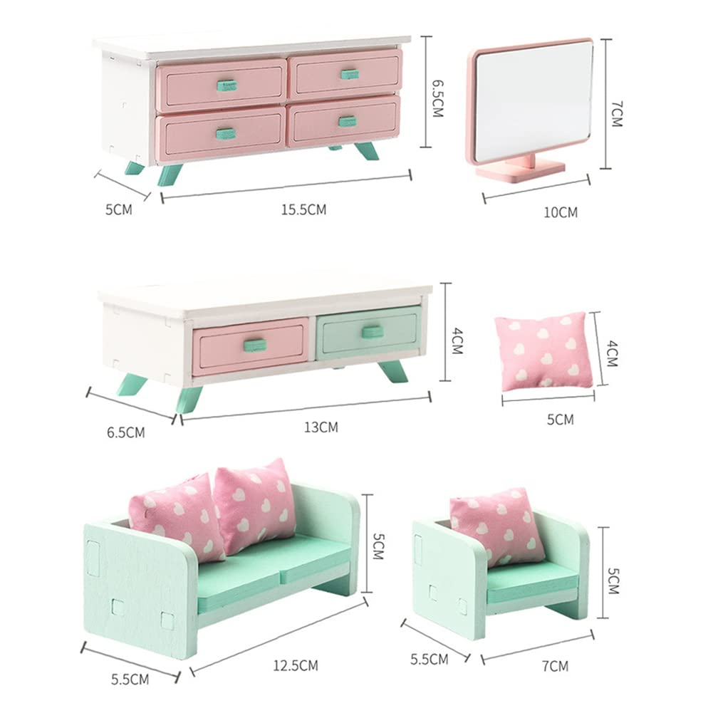 **Ikasus Miniature Wooden Dollhouse Furniture Set - Kitchen, Restaurant, Living Room & Bedroom Accessories | Cute Dollhouse Furnishings & Toy Gift for Kids | Perfect for Playtime, Room Decor & Collectibles**