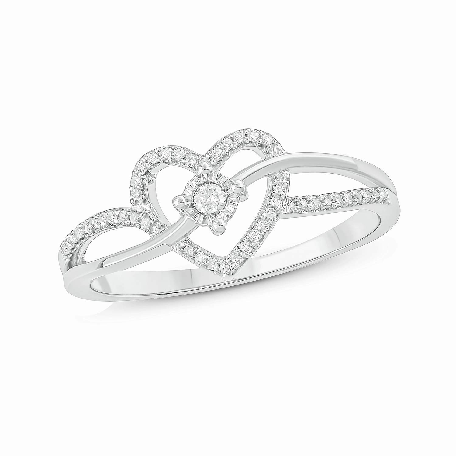 14K & 18K Gold Vermeil Diamond Heart Promise Rings for Women - Valentine's Day Gifts for Her, Engagement Rings, Girlfriend Gifts in White/Yellow/Rose Gold | Perfect for Anniversaries, Proposals & Romantic Occasions