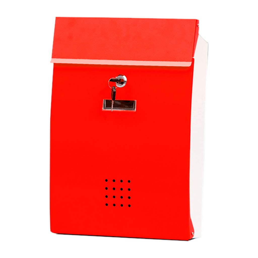 **Waterproof Outdoor Wall Mount Mailbox - Durable Iron Letter Box for Villa, Home & Garden (Red) - Perfect for Front Door, Porch & Yard Decoration**