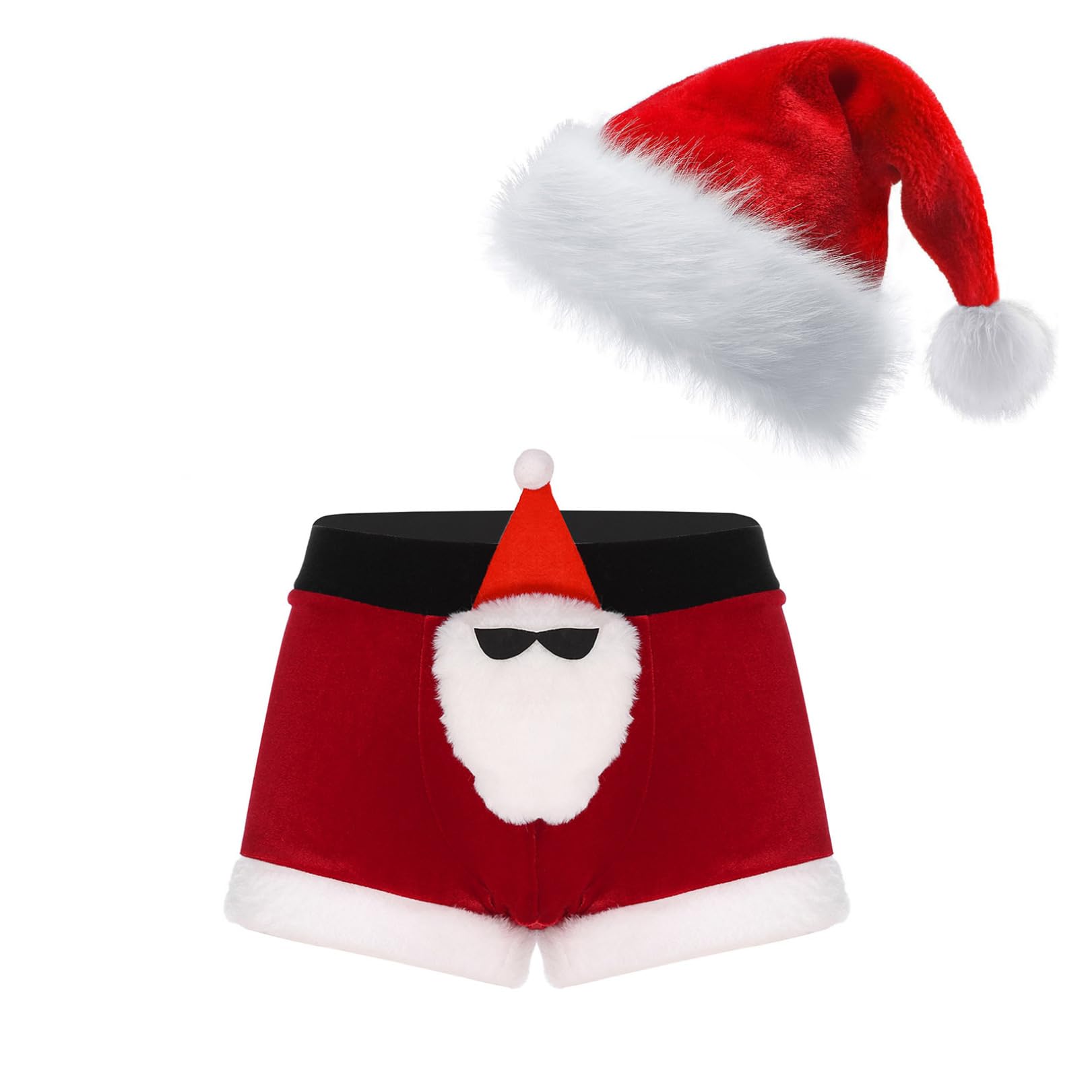 FEESHOW Men's Christmas Holiday Santa Claus Boxer Shorts - Festive Underwear for Holiday Parties & Gifts