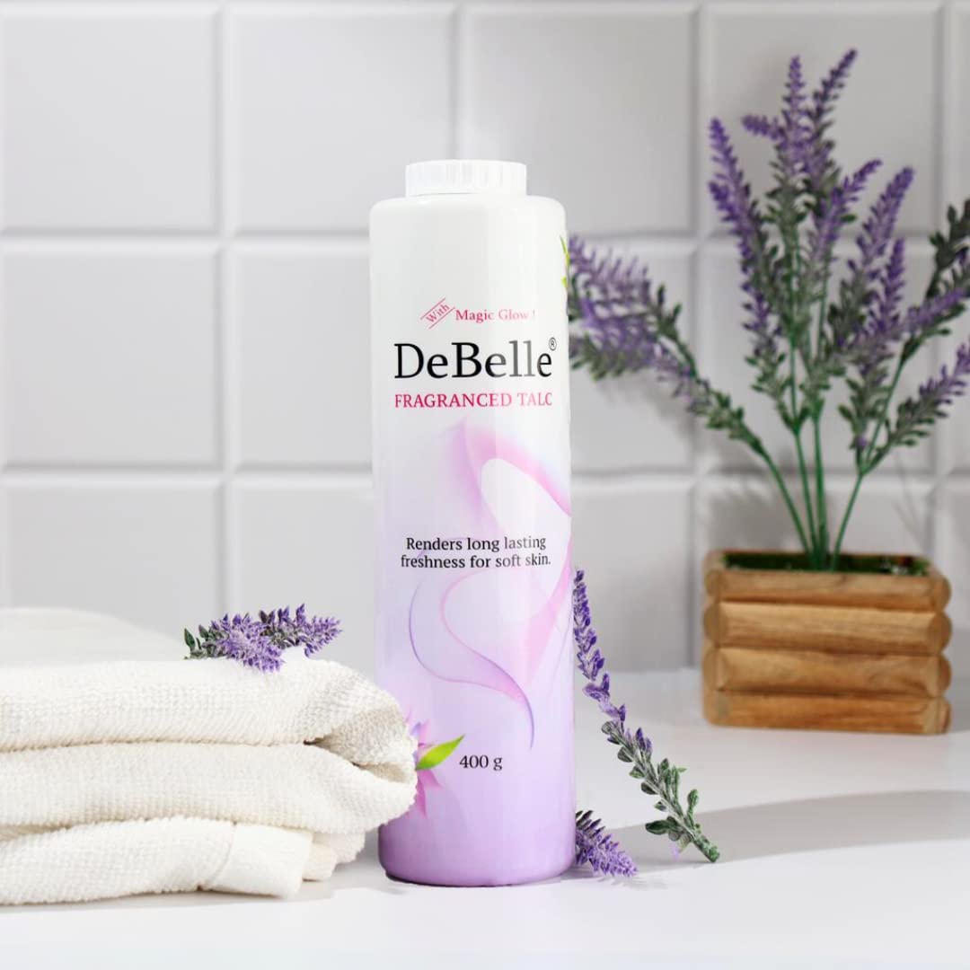 DeBelle Fragranced Face and Body Talc Powder - 2 Pack (400G Each) | Lavender Scented Talcum Powder for Men & Women | Softening & Refreshing for Daily Skincare & Body Care