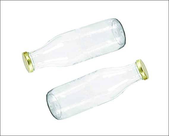 Sunshine Leak-Proof Airtight Glass Bottles 1000ml (2-Pack) - BPA-Free Reusable Beverage Containers for Juice, Milk, Water | Ideal for Fridge Storage, Travel & Daily Hydration