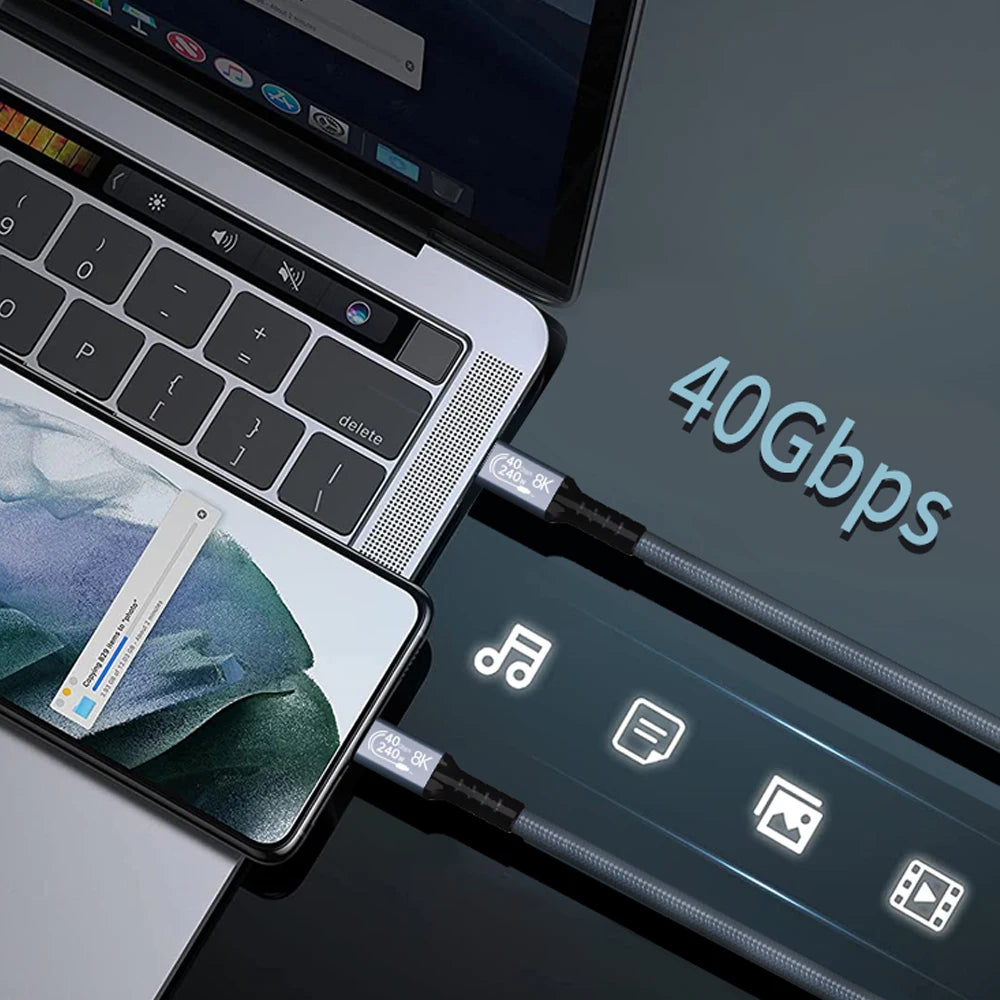 Thunderbolt 4 Cable 0.5m - USB4 40Gbps High-Speed Data Transfer & 240W Fast Charging - Perfect for MacBook Pro, Dell XPS & External SSD Connections