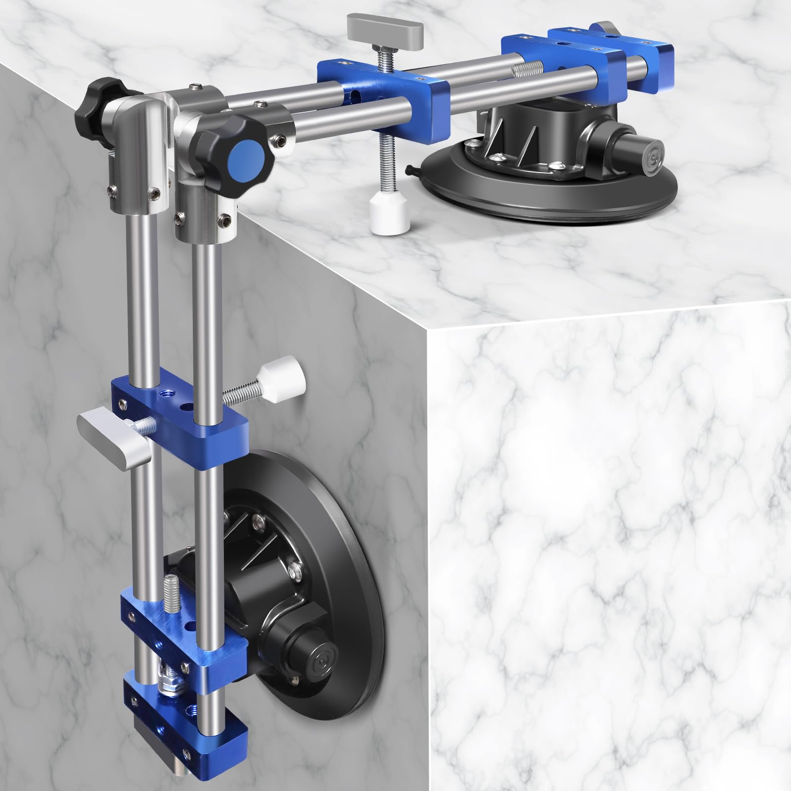 90-270 Degree Adjustable Right Angle Countertop Seam Setter - 2 Pack with 7'' Vacuum Cups for Granite, Marble, Stone & Tile Installation - Professional Seam Joining & Leveling Tool for Kitchen Countertops, Bathroom Vanities & Flooring Projects