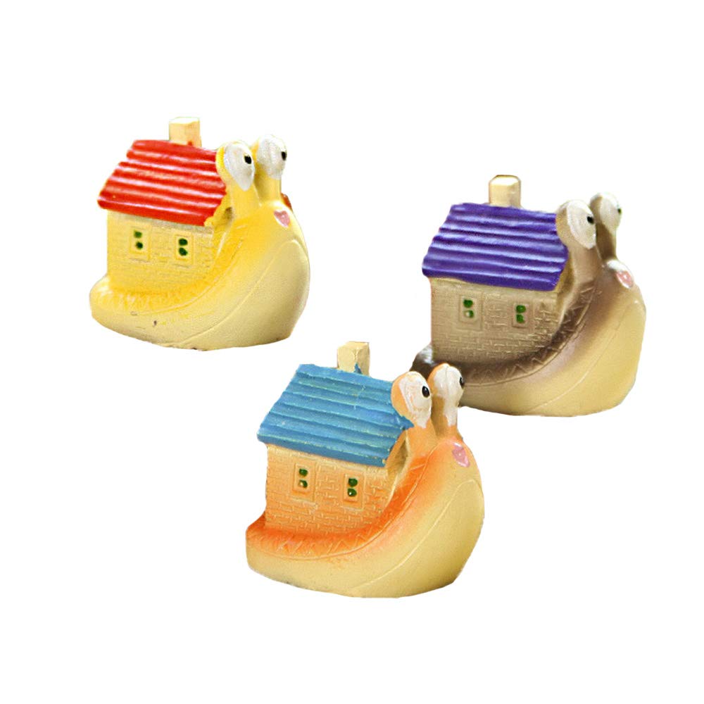 JWShang 3-Piece Miniature Garden Decor Set - Tiny Landscape Houses & Snail Figurines for Fairy Gardens, Terrariums, Bonsai Displays - Perfect for Outdoor Patio, Yard Decor & Miniature Scenes