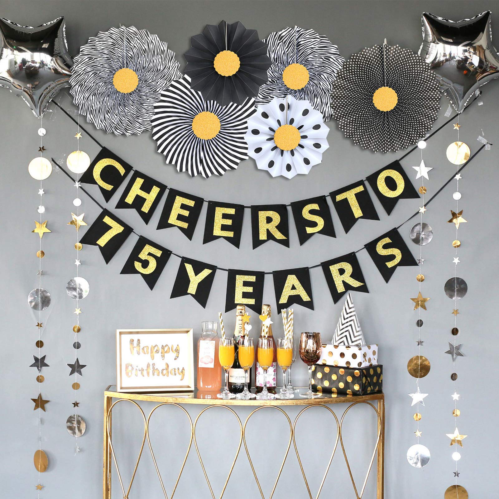 Homond 75th Birthday Decorations for Women & Men - Cheers to 75 Years Banner, Party Supplies & Anniversary Decor - Perfect for Milestone Celebrations, Retirement Parties & Family Gatherings