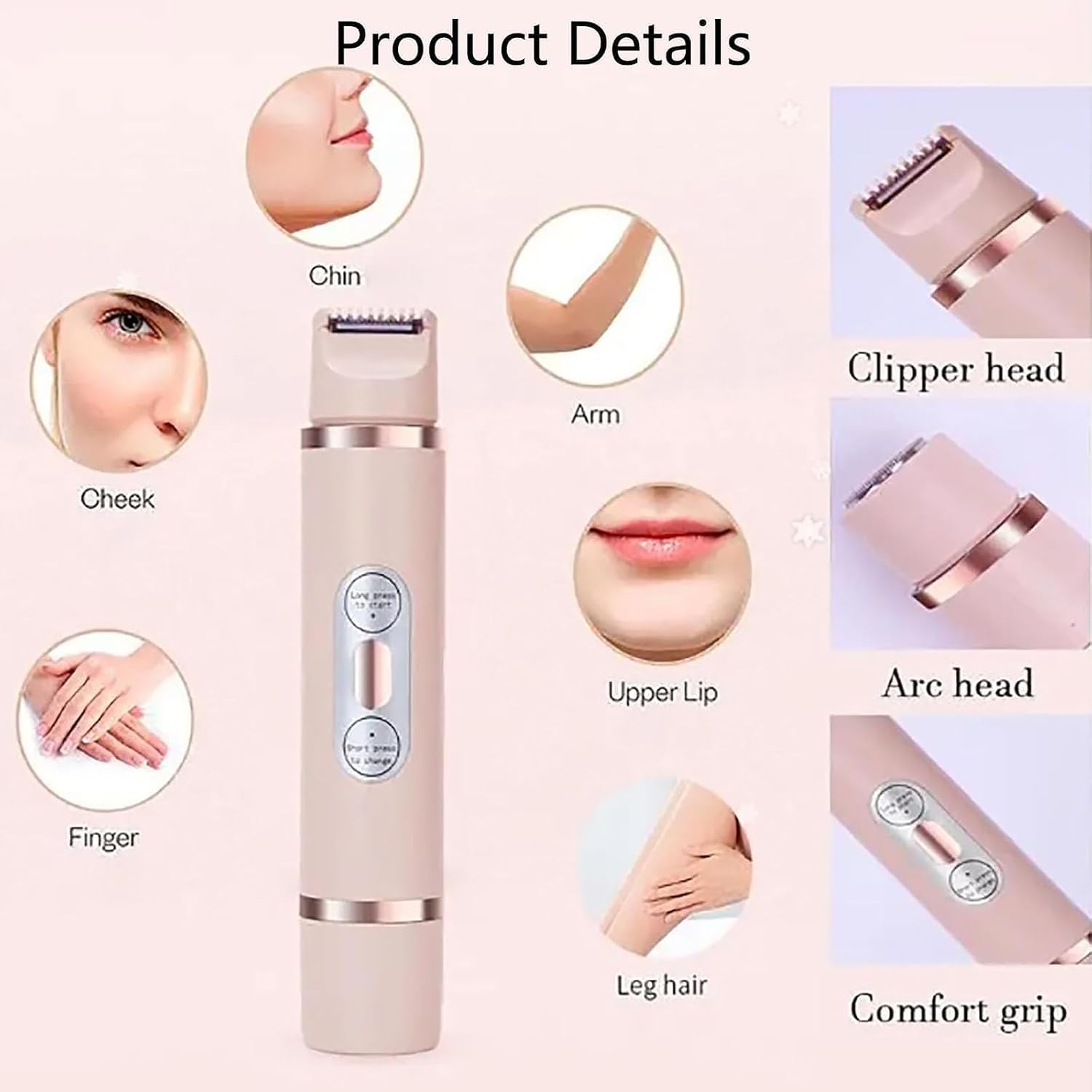 Allalonga 7-in-1 Electric Shaver for Women - 2-in-1 Wet & Dry Hair Removal with 3 Attachments - Painless Bikini & Body Shaver (Purple) - Perfect for Travel, Gym & Sensitive Skin Care