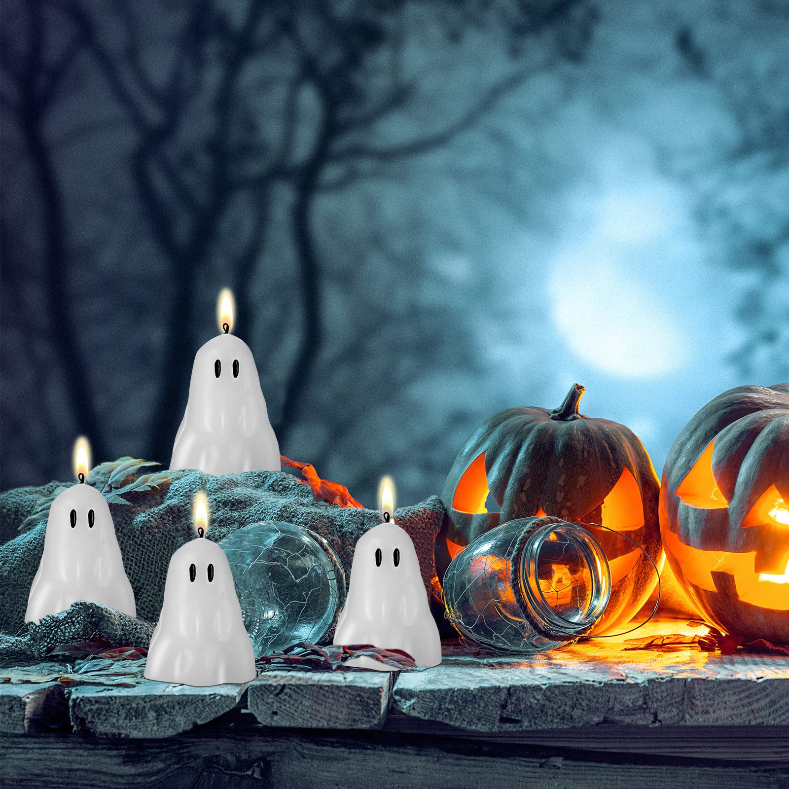 10 Halloween Ghost Candles - Soy Wax for Party Decor