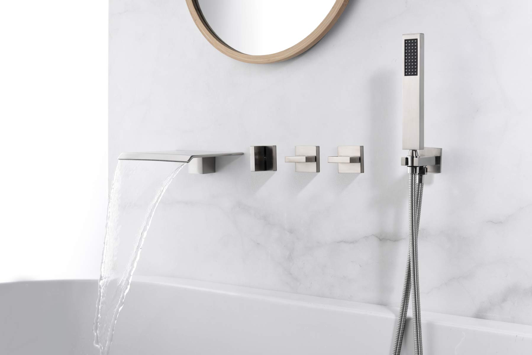 Premium Shower System S3223NI with Wall Mount Waterfall Tub Faucet S2129NW - Luxury Bathroom Upgrade for Spa-Like Experience