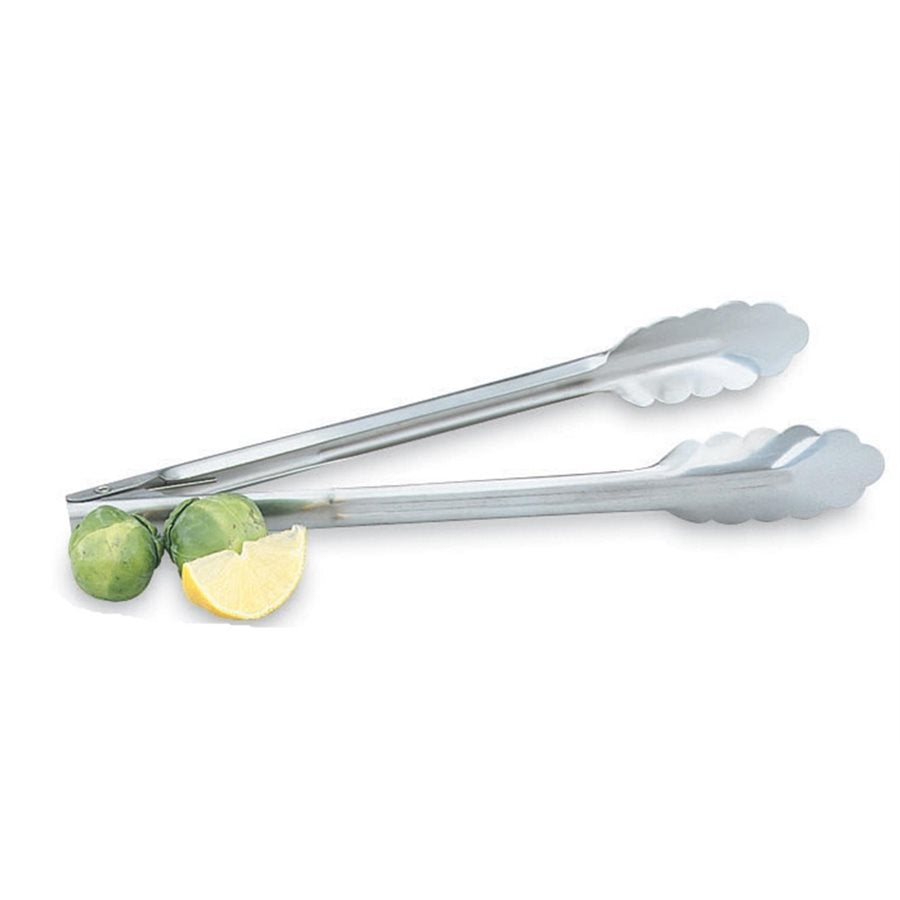 Vollrath 12-Inch Heavy Duty Stainless Steel Utility Tongs - Perfect for Grilling, BBQ, Cooking and Kitchen Use