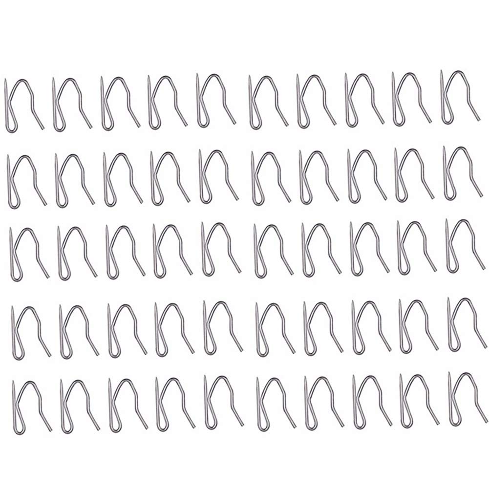 AKOAK 50 Pack Stainless Steel Curtain Hooks - 1.25 x 0.8 Inch Pin-On Drapery Hooks for Window, Door & Shower Curtains - Rustproof Hanging Clips for Home, Bedroom, Bathroom Decor
