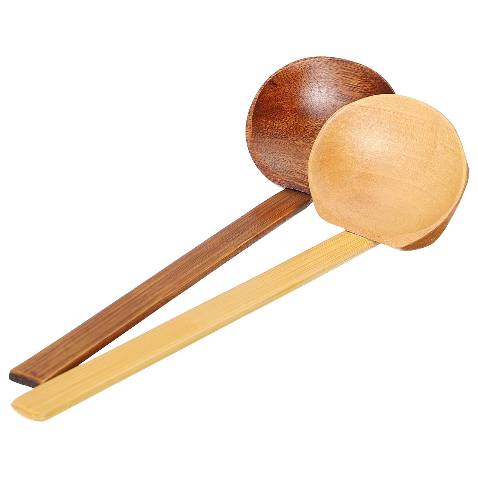 2-Piece Cabilock Bamboo Hot Pot Spoon Set - Soup Ladle, Strainer & Serving Spoon for Cooking, Noodles & Kitchen Use - Vintage Wooden Hand-Pulled Noodle Tableware - Perfect for Asian Cuisine, Hot Pot Parties & Home Cooking