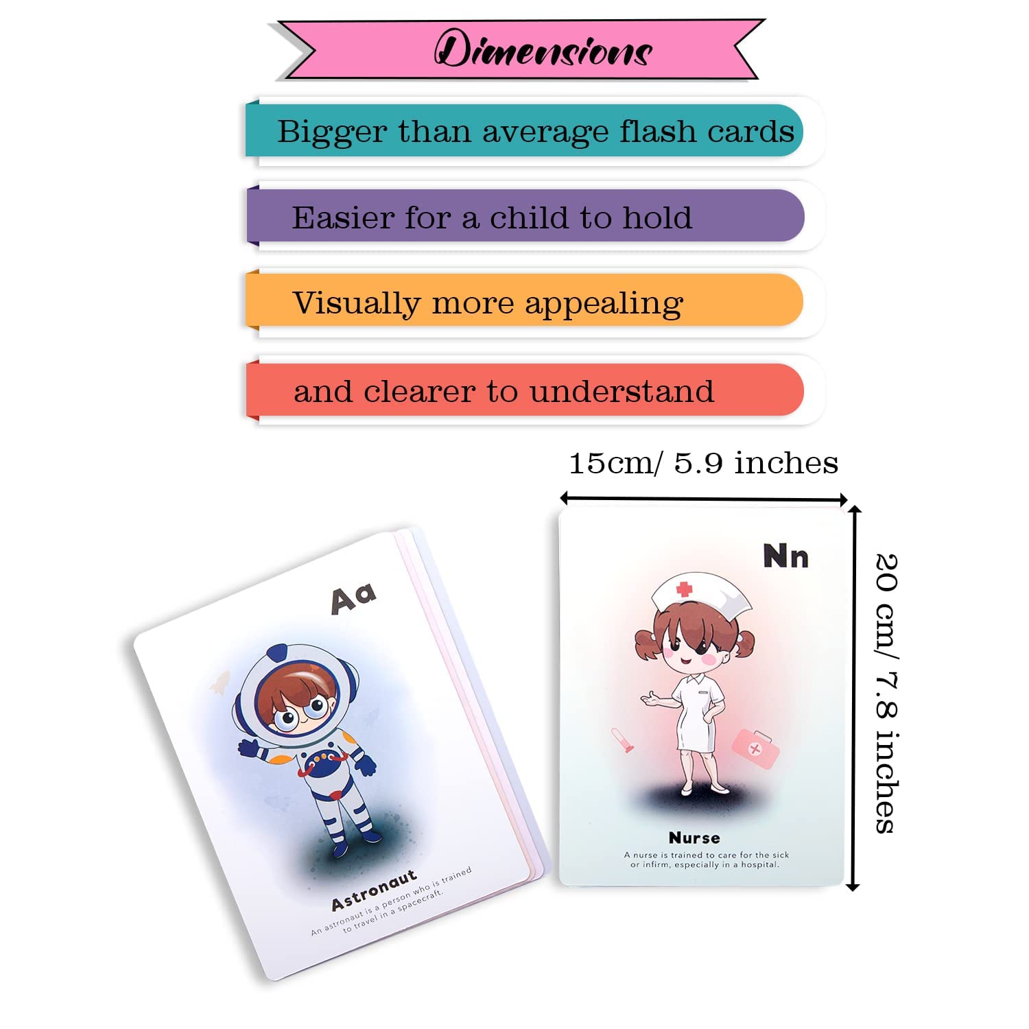 TGC Jumbo ABC Flash Cards for Toddlers 1-6 - 26 Animal Alphabet Cards for Preschool Learning & Home Use