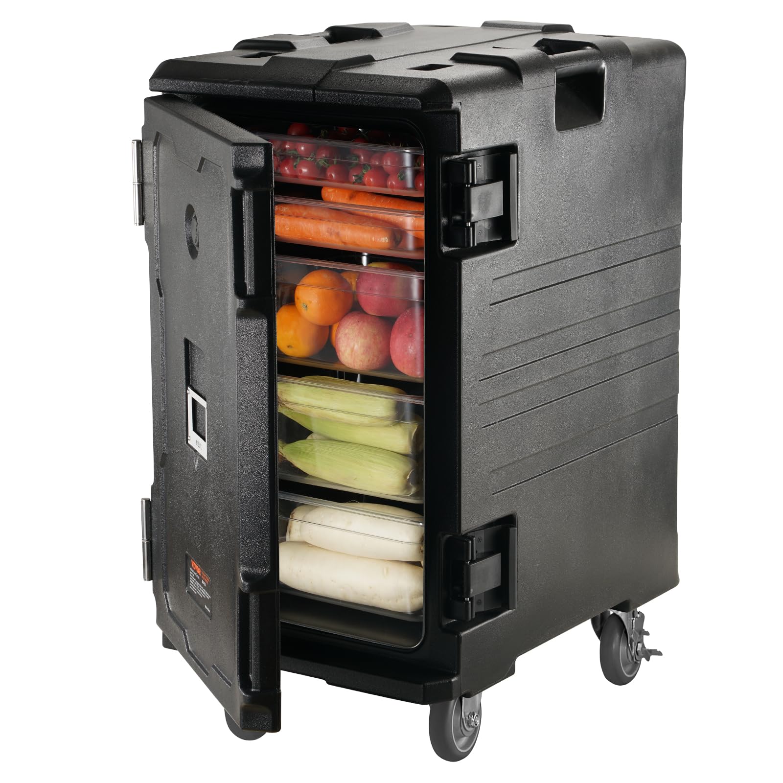 VEVOR Insulated Food Pan Carrier 126 Qt Hot Box - Double Buckle Front Loading Food Warmer with Wheels & Handles for Catering, Restaurants, Canteens | Keep Meals Hot During Transport & Events