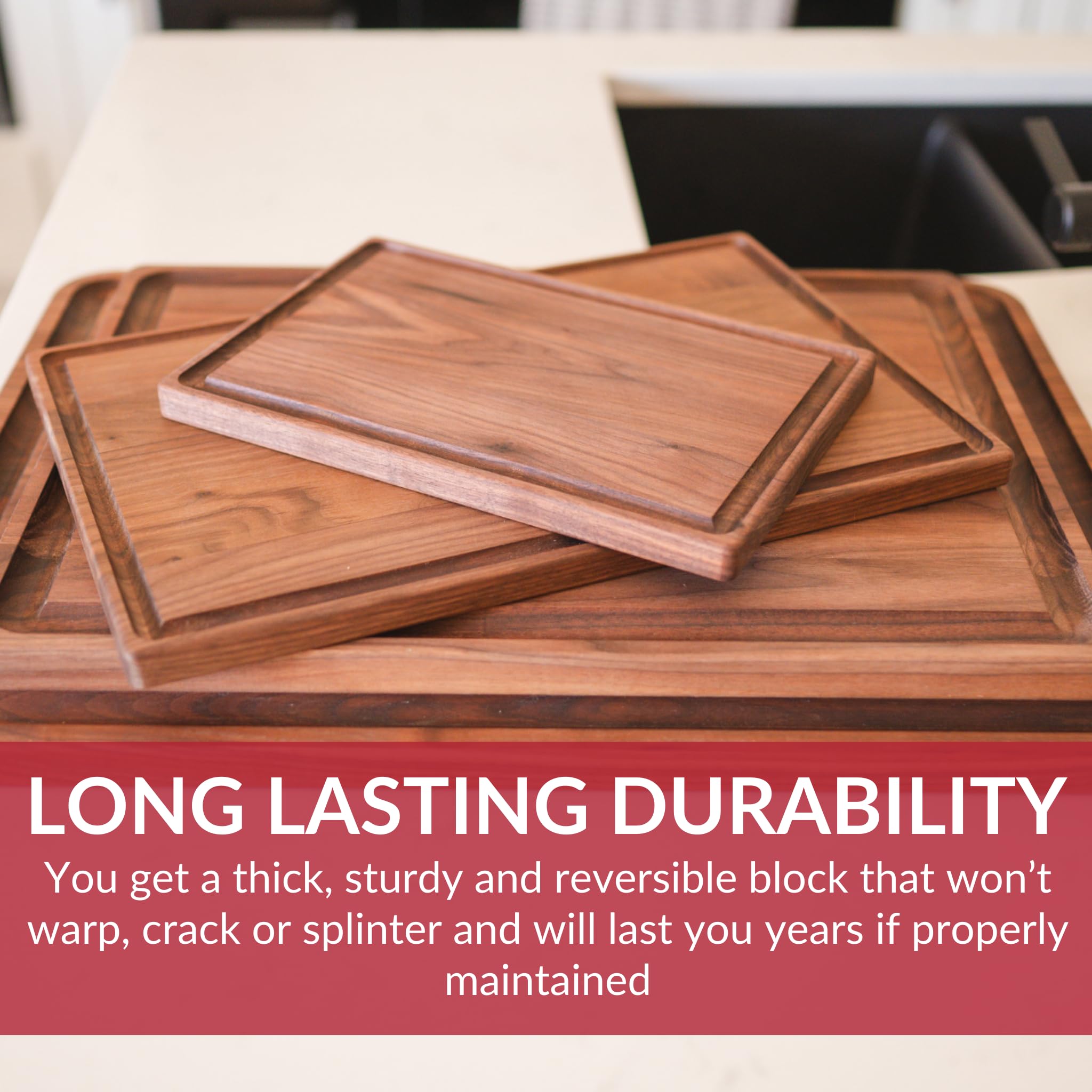 Premium Black Walnut Wood Cutting Board - Handcrafted in USA by Virginia Boys Kitchens - Large 17x11 Butcher Block with Juice Groove - Sustainable Hardwood for Meat Carving, Cheese Serving & Kitchen Prep - Perfect Gift for Chefs & Home Cooks