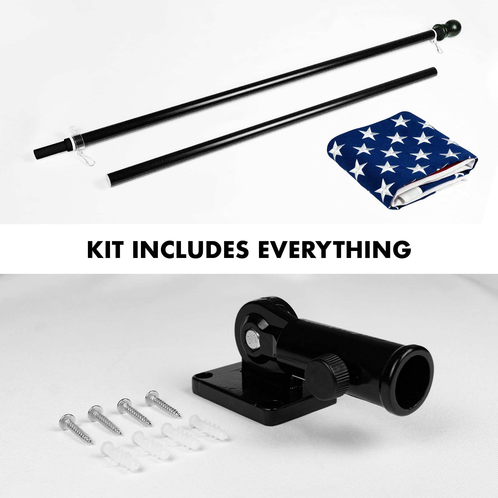 5FT Spinning Flagpole with 2x3FT American Flag - Heavy Duty Aluminum Pole, Brass Grommets & Durable Polyester Fabric for Outdoor Use - Perfect for Homes, Gardens, and Patriotic Events