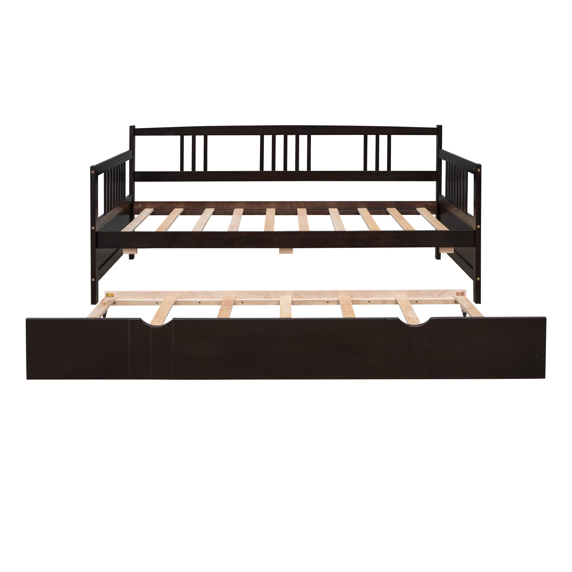 Bellemave Twin Size Daybed with Trundle - Wooden Daybed Frame for Kids & Adults, Multifunctional Platform Bed in Espresso - Perfect for Guest Rooms, Kids' Bedrooms & Small Spaces