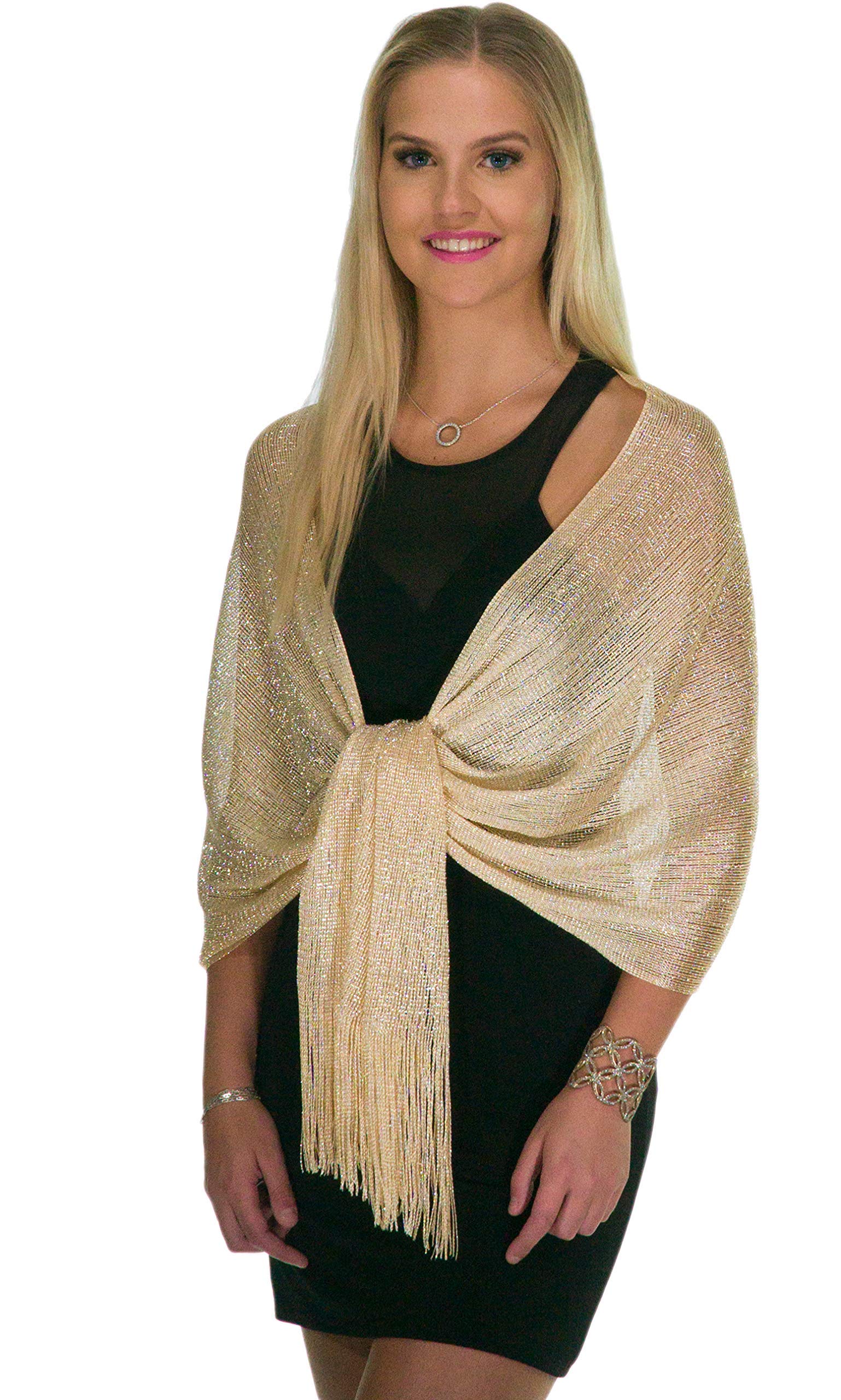 ShineGlitz Metallic Glitter Shawls & Wraps for Women - Elegant Evening Dress Accessories & Sparkling Wedding Gift - Perfect for Formal Events, Parties & Special Occasions