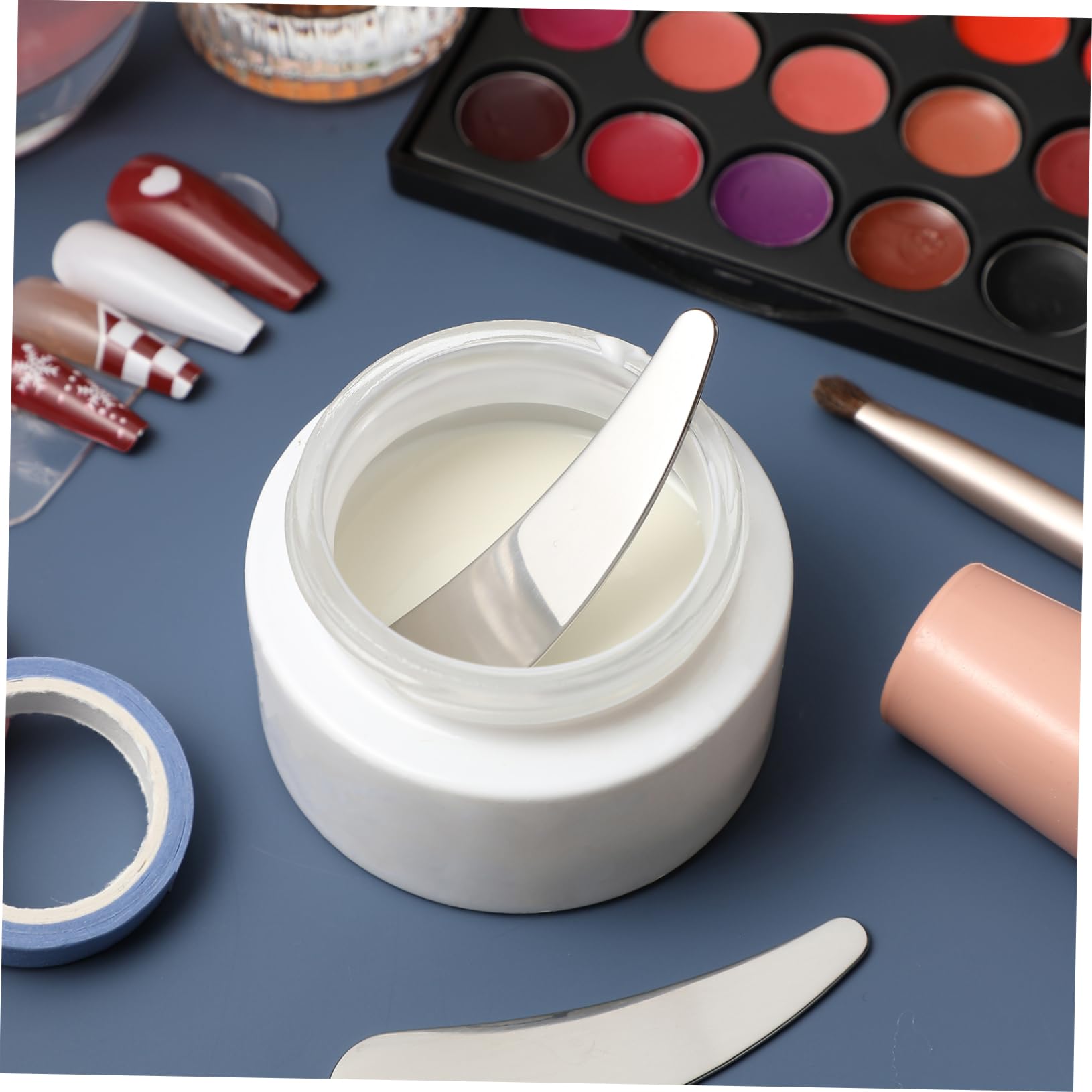 2-Pack Stainless Steel Mini Cosmetic Spatula for Lotion, Face Cream & Makeup - Small Skin Care Spoon for Diaper Cream, Facial Masks & Stirring - Perfect for Travel & Home Beauty Routine