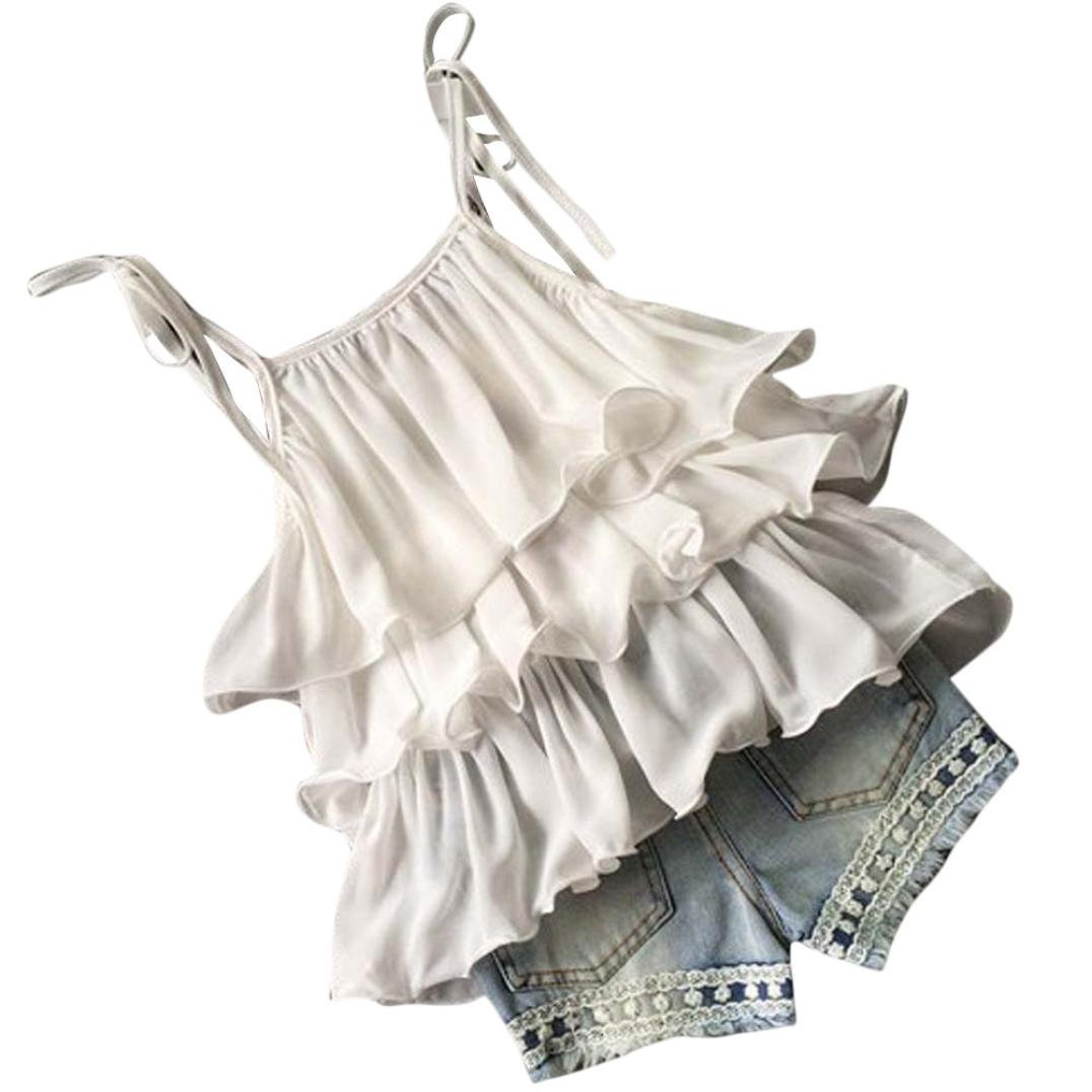 IEason Toddler Girls' Chiffon Pearl Vest & Denim Shorts Outfit Set - Cute Summer Playwear for Toddler Girls 1-5 Years Old | Perfect for Birthday Parties, Photo Shoots & Casual Outings