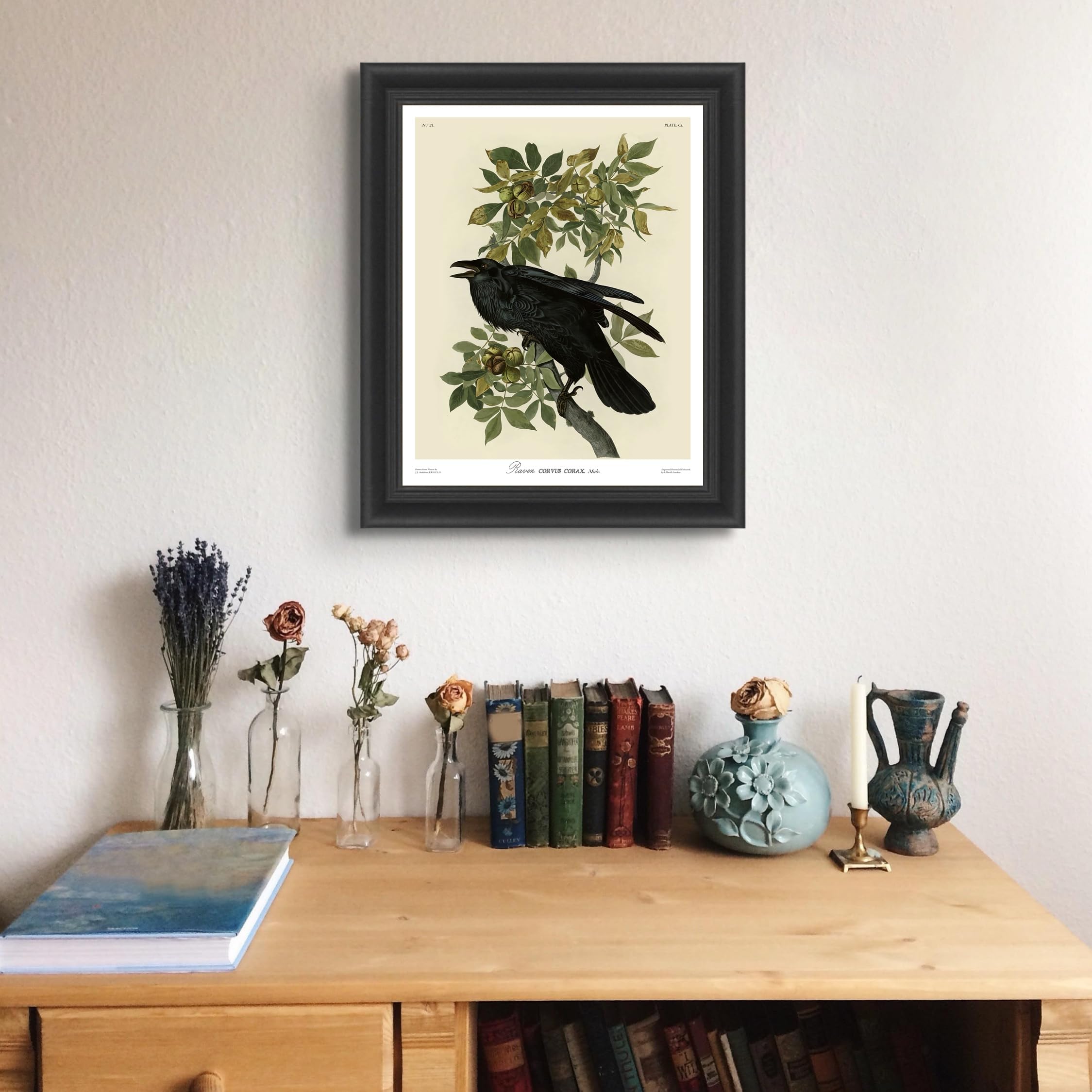James Audubon Raven Framed Poster - Premium Wall Art Print for Nature & Wildlife Enthusiasts - Perfect for Home, Living Room, Office & Study Decor