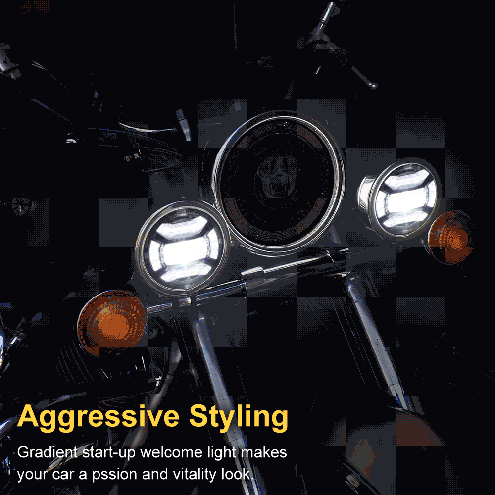 LOYO 7 Inch Dragon Eye LED Headlight & 4.5 Inch Fog Light Kit - High Brightness Motorcycle Headlamp with DRL for Harley, Honda, Yamaha - Perfect for Night Riding and Off-Road Adventures