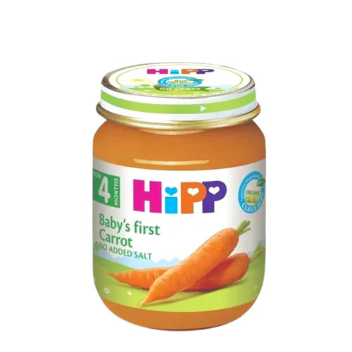 Organic HiPP Baby's First Carrot Puree 125g - Gluten-Free & No Added Sugar - Perfect for First Foods & Weaning (Exp:11/30/2025) - Ideal for On-the-Go Meals & Healthy Snacking