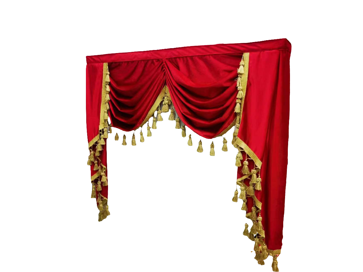 Elegant Mila Classic Plain Velvet Valance - Red with Gold Tassel Trim for Luxury Bedroom Decor | Perfect for King & Queen Size Beds