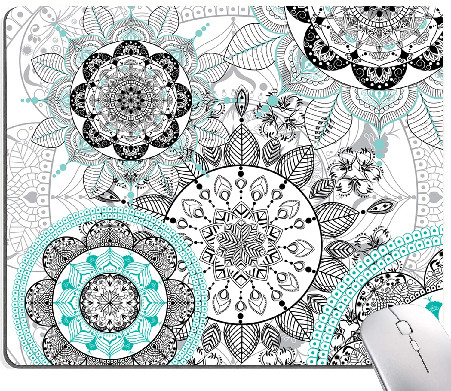 Custom Mandala Floral Mouse Pad - Non-Slip Rubber Base, Waterproof Square Desk Mat for Office & Laptop (9.5