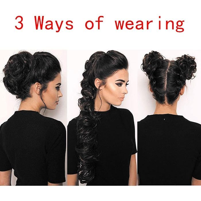 BLUSHIA Heat Resistant Synthetic Hair Wrap - Messy Curly Updo Hairpiece in Chocolate Brown | Perfect for Weddings, Parties & Everyday Styling