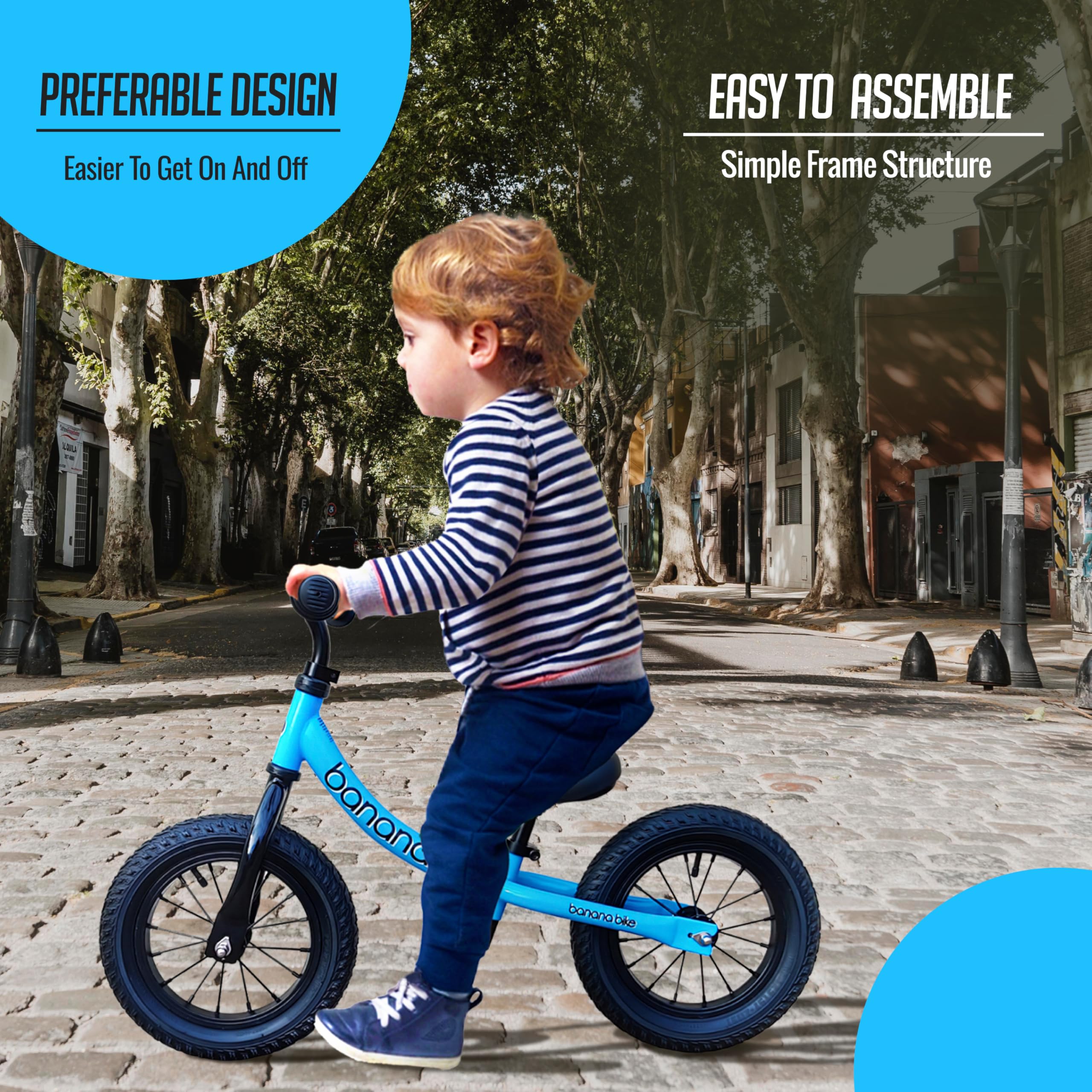 **GT Lightweight Aluminum Balance Bike for Kids 2-5 Years Old - Adjustable Seat & Handlebar, No Pedal Training Bike with 12