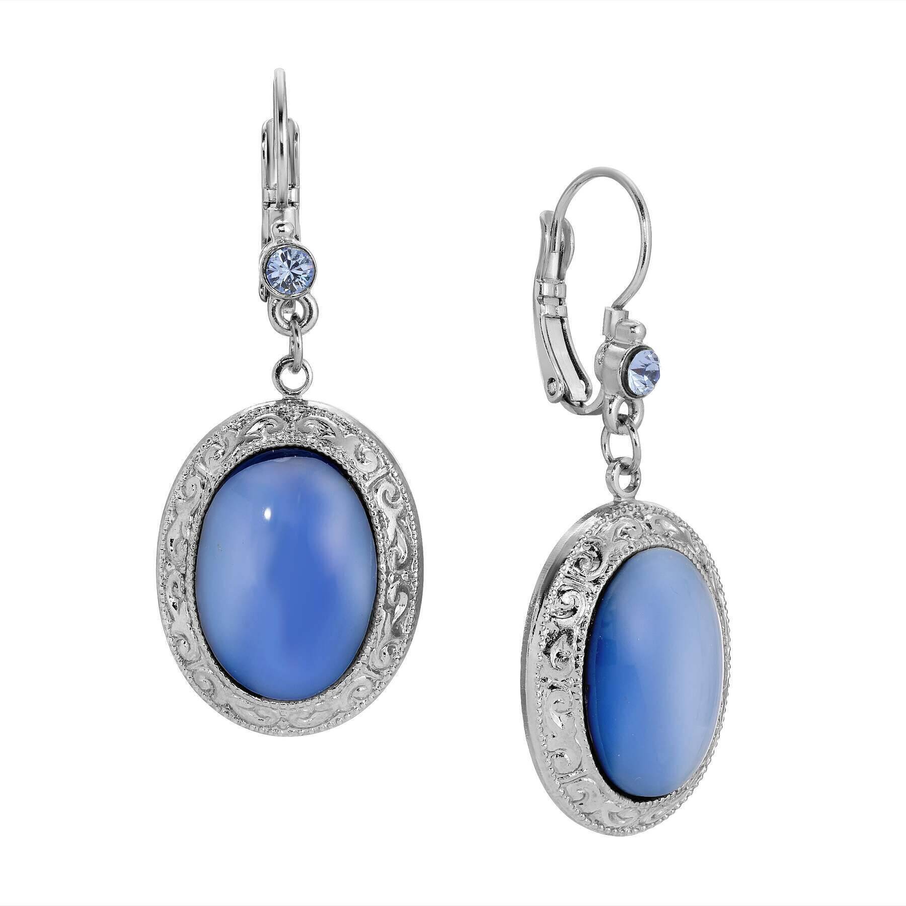 1928 Jewelry Celestial Vine Oval Moonstone & Crystal Drop Earrings for Women - Vintage Bohemian Dangle Earrings for Party, Wedding & Evening Wear