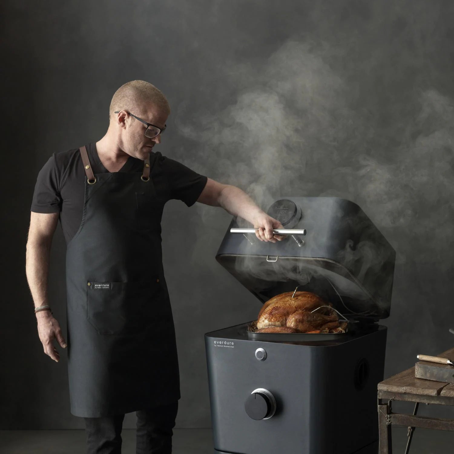 Everdure By Heston Blumenthal 4K 21 Inch Charcoal Grill & Smoker HBCE4KGUS - Premium Outdoor BBQ & Smoking for Backyard, Camping, and Tailgating