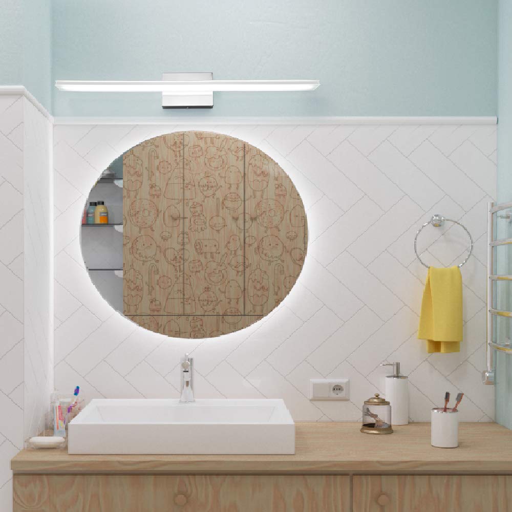 16W Modern LED Vanity Light Bar - Chrome Bathroom Mirror Light Fixture with Acrylic Shade, 6000K Daylight White - Perfect for Bathroom, Bedroom & Living Room Lighting