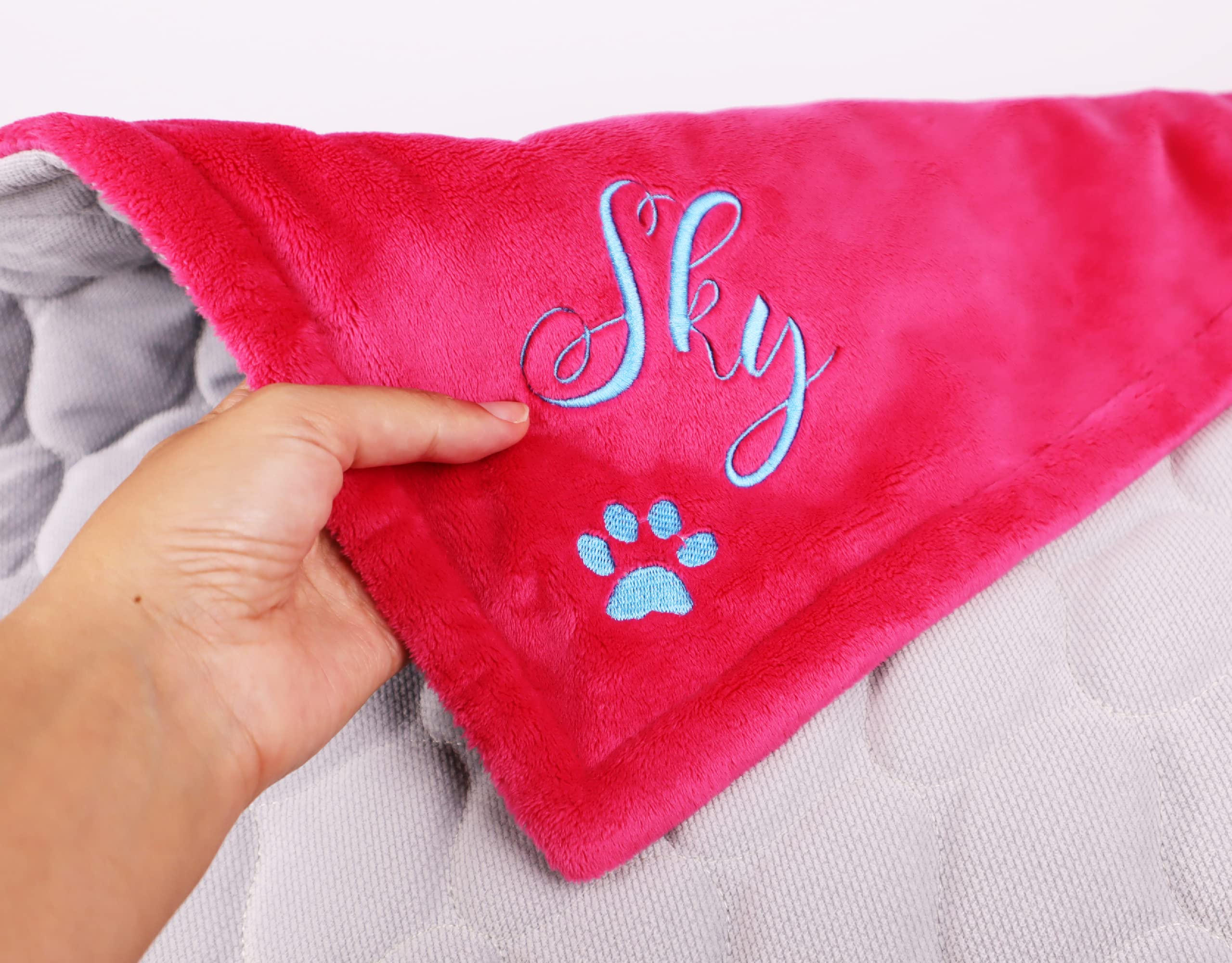 Custom Personalized Dog Blankets for Large Dogs - Embroidered Pet Name Blanket - Perfect Gift for Dog Moms - Soft Pink Dog Accessories (Hot Pink) - Ideal for Couch, Bed & Travel Use