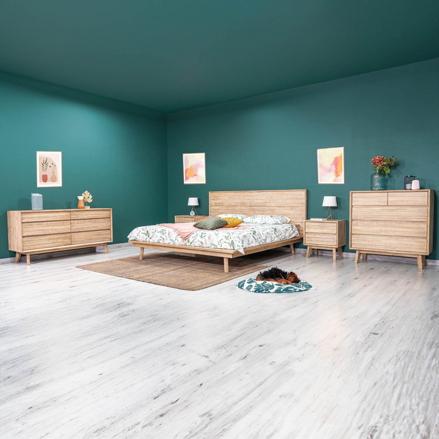 Abenra 2-Drawer Nightstand with Light Driftwood Finish - Modern Bedside Table for Bedroom, Living Room & Guest Room