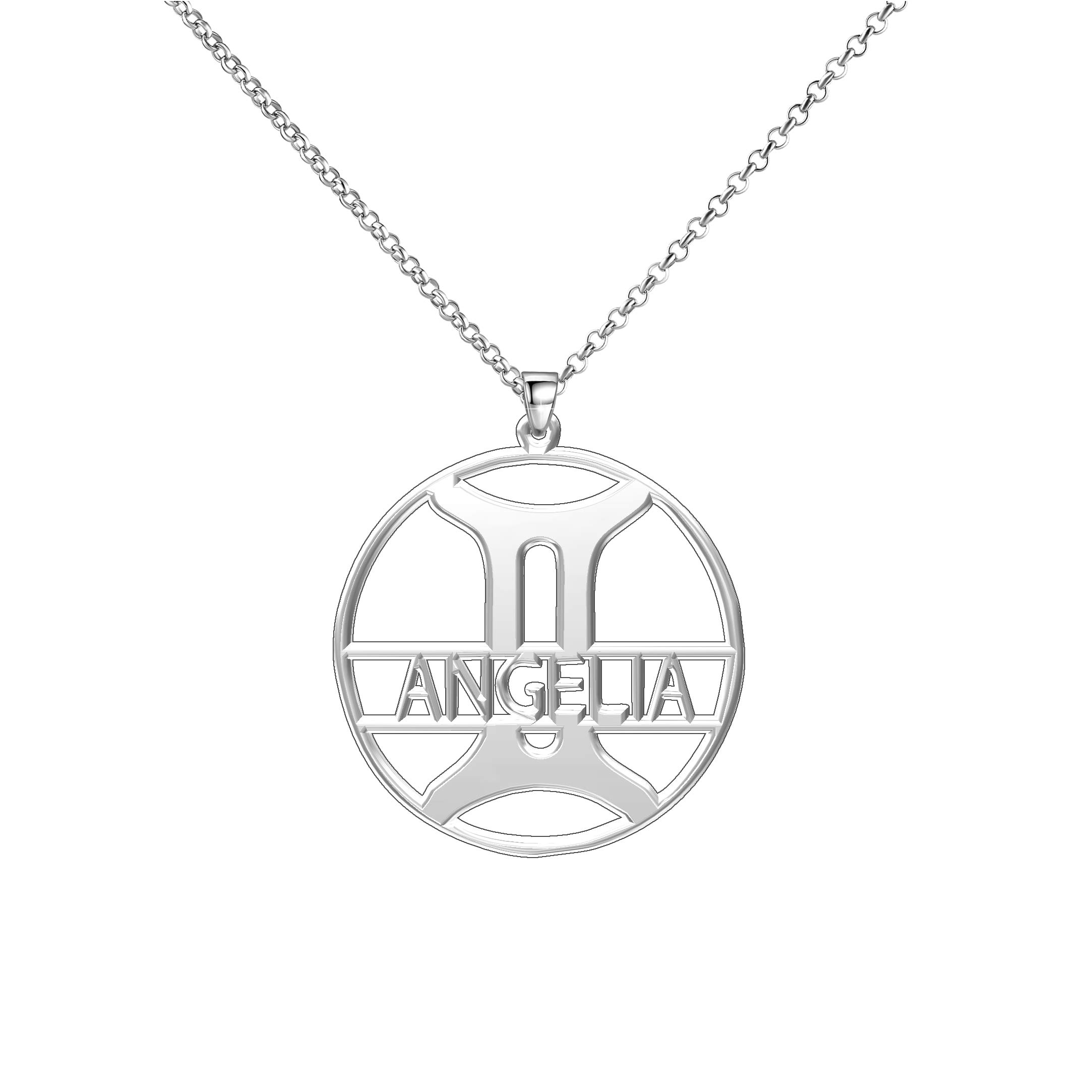 925 Sterling Silver Plated Personalized Gemini Necklace for Women - Custom Name Jewelry Gift for Birthday, Anniversary & Special Occasions