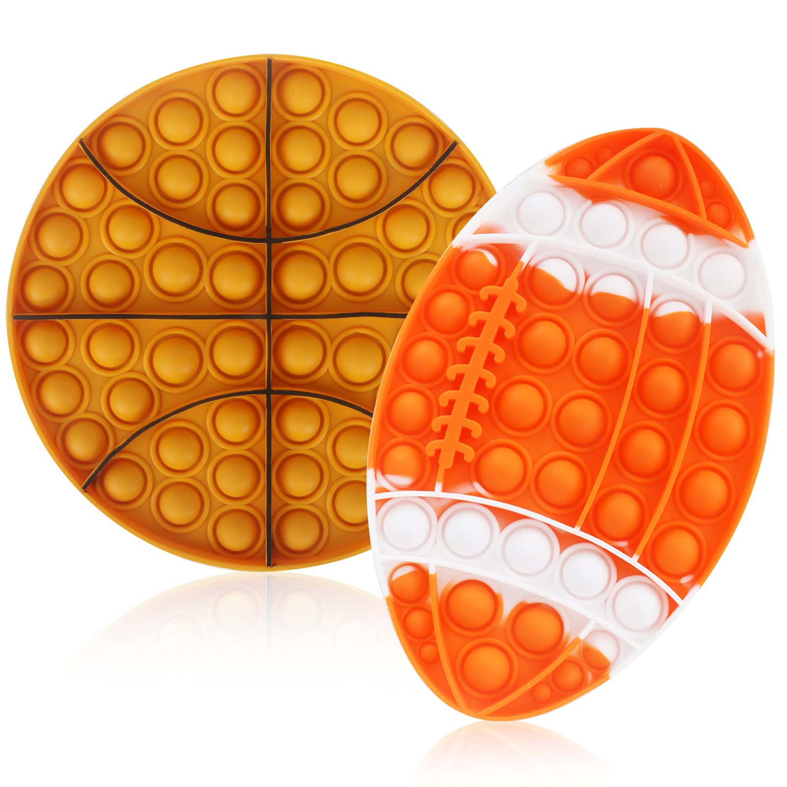 Jasilon 2PCS Push Bubble Pop Fidget Sensory Toys for Kids & Adults - Stress Relief & Anxiety Relief Silicone Toys for Autism, ADHD, Special Needs - Rugby & Basketball Design - Perfect for Home, Office, Travel & Classroom Use