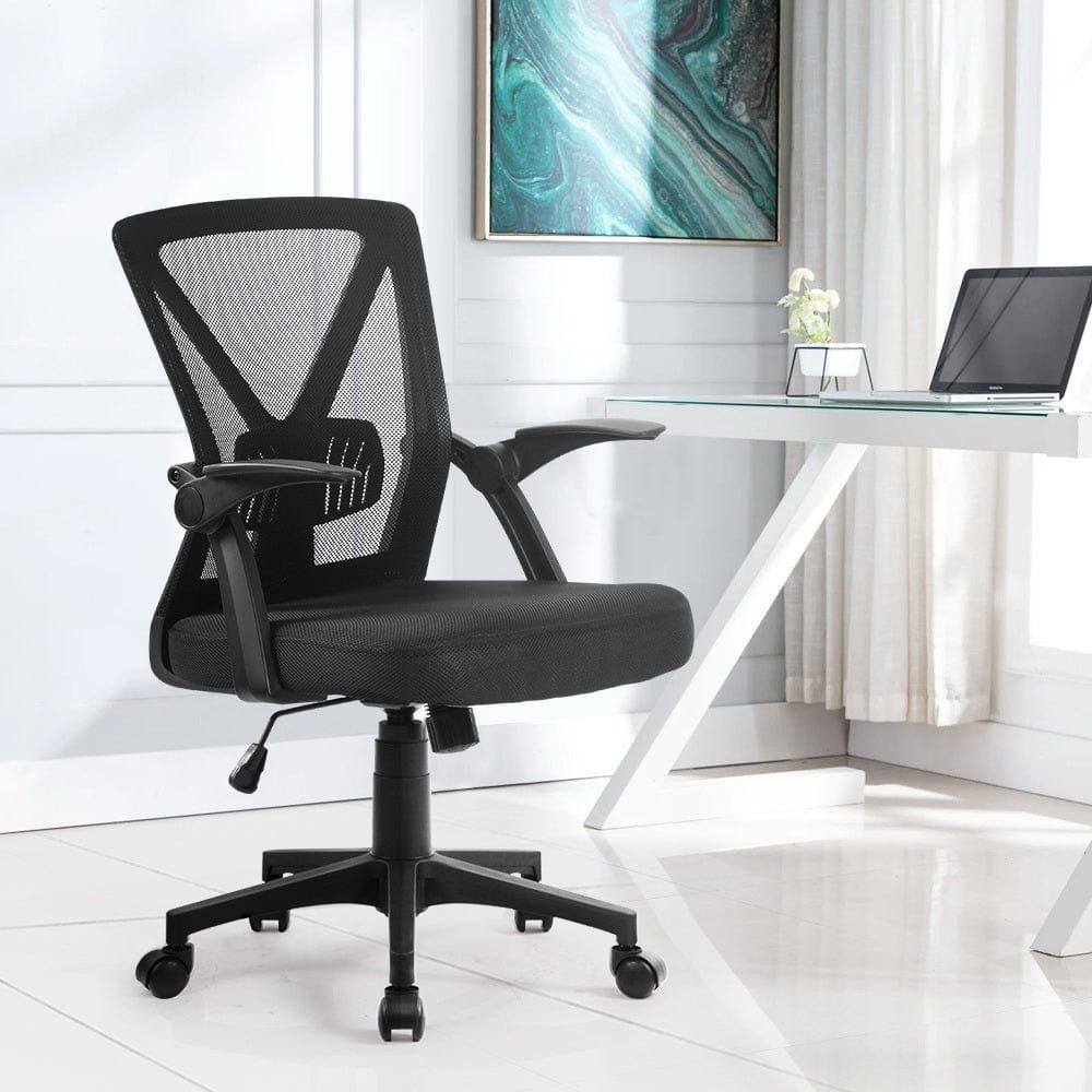 Ergonomic Mesh Office Chair with Mid Back Support - Black - Perfect for Home Office, Gaming, and Workspace Comfort