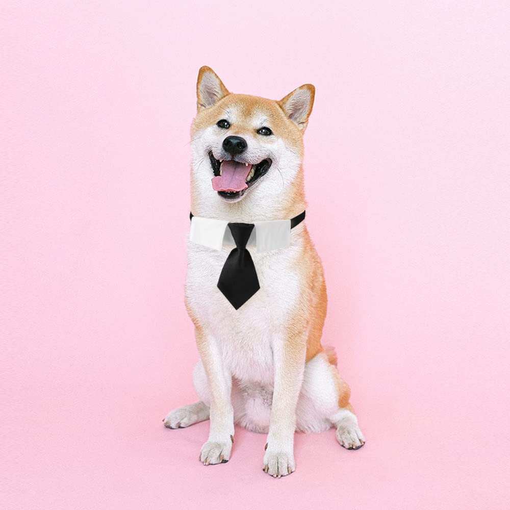 Premium Soft Polyester Dog Bow Tie Collar with Adjustable Metal Buckle - Comfortable Pet Neckwear for Small, Medium & Large Dogs (Black/White) - Perfect for Weddings, Parties & Special Occasions