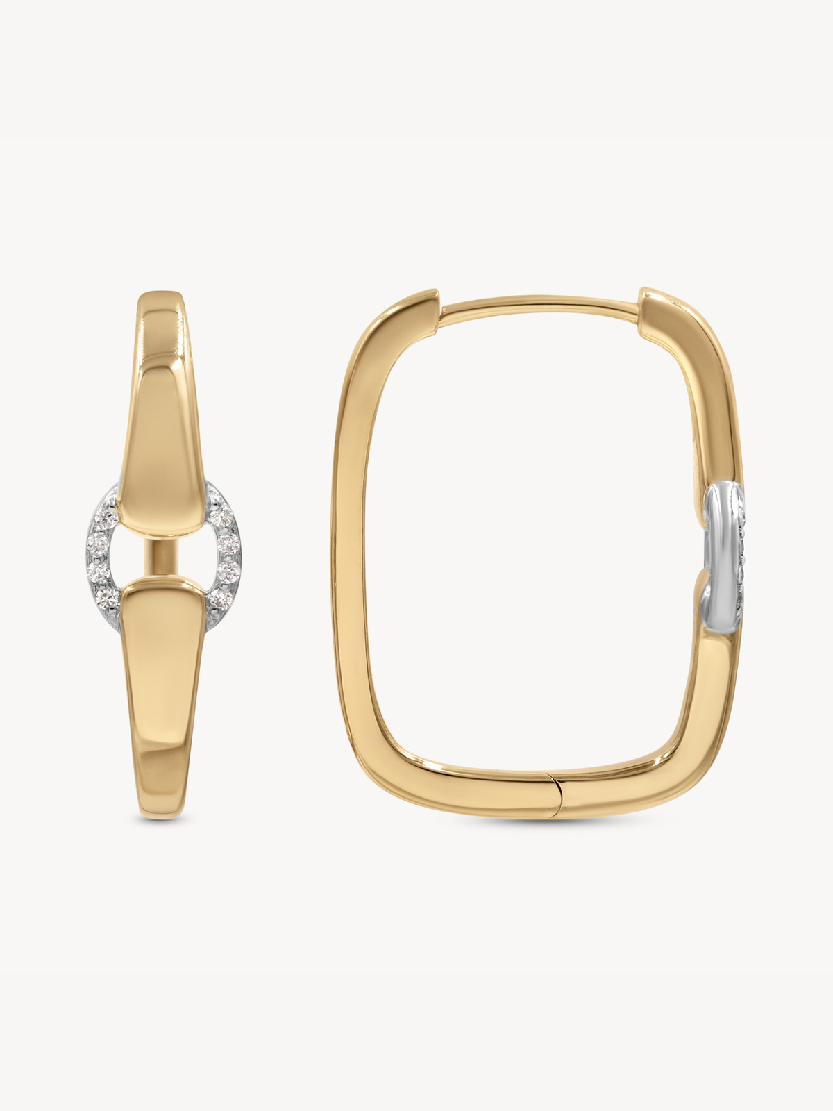 Elegant Two-Tone Diamond Buckle Earrings for Women - Fashion Jewelry for Party, Wedding & Everyday Wear
