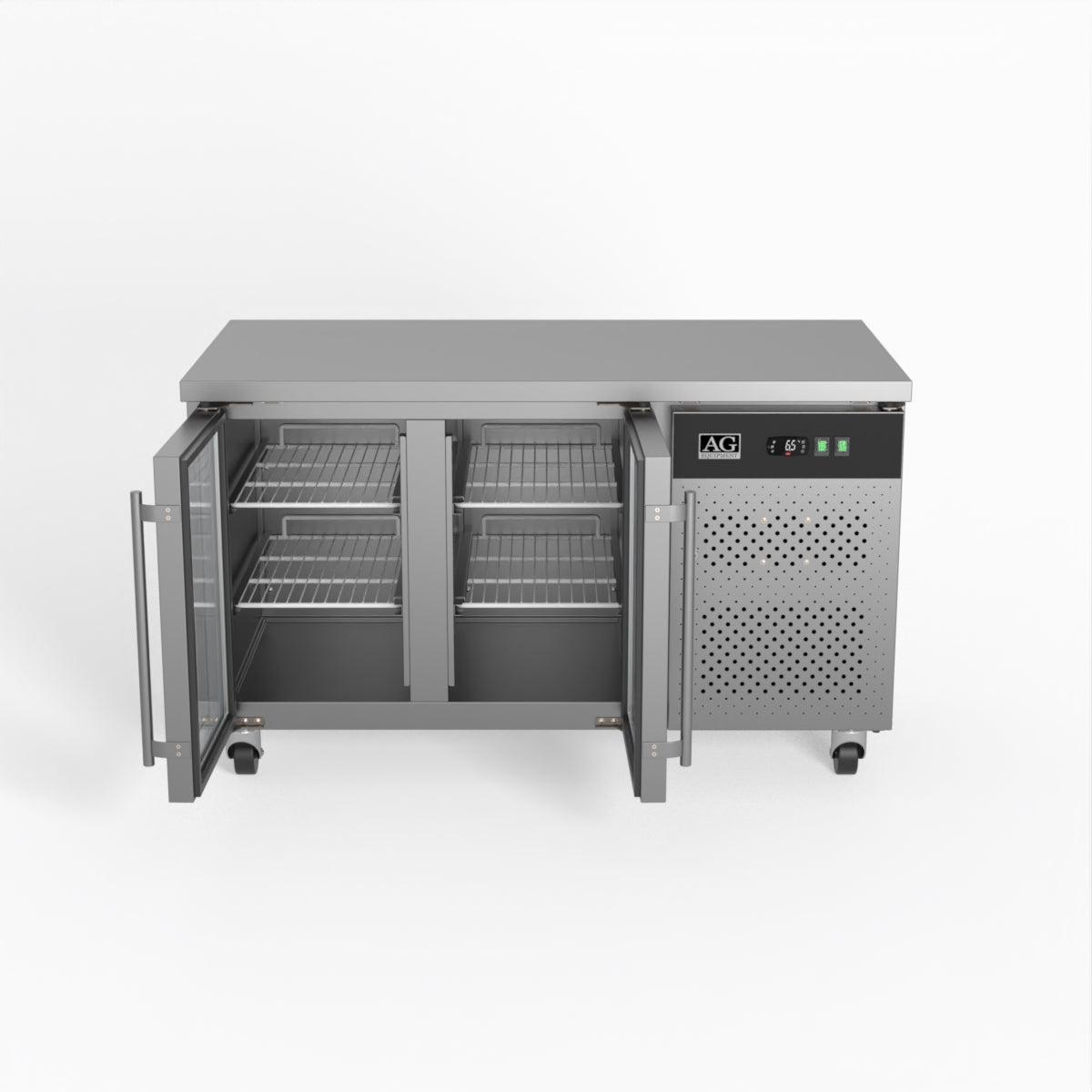 Commercial Glass Door Refrigerator - 2 Door Under Counter Display Fridge 700mm Depth for Restaurants, Cafes & Retail Stores