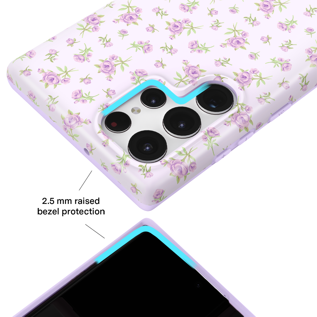 Elegant Lilac Floral Samsung Phone Case - Slim Protective Cover for Galaxy S21/S22/S23 - Perfect for Daily Use, Work & Travel